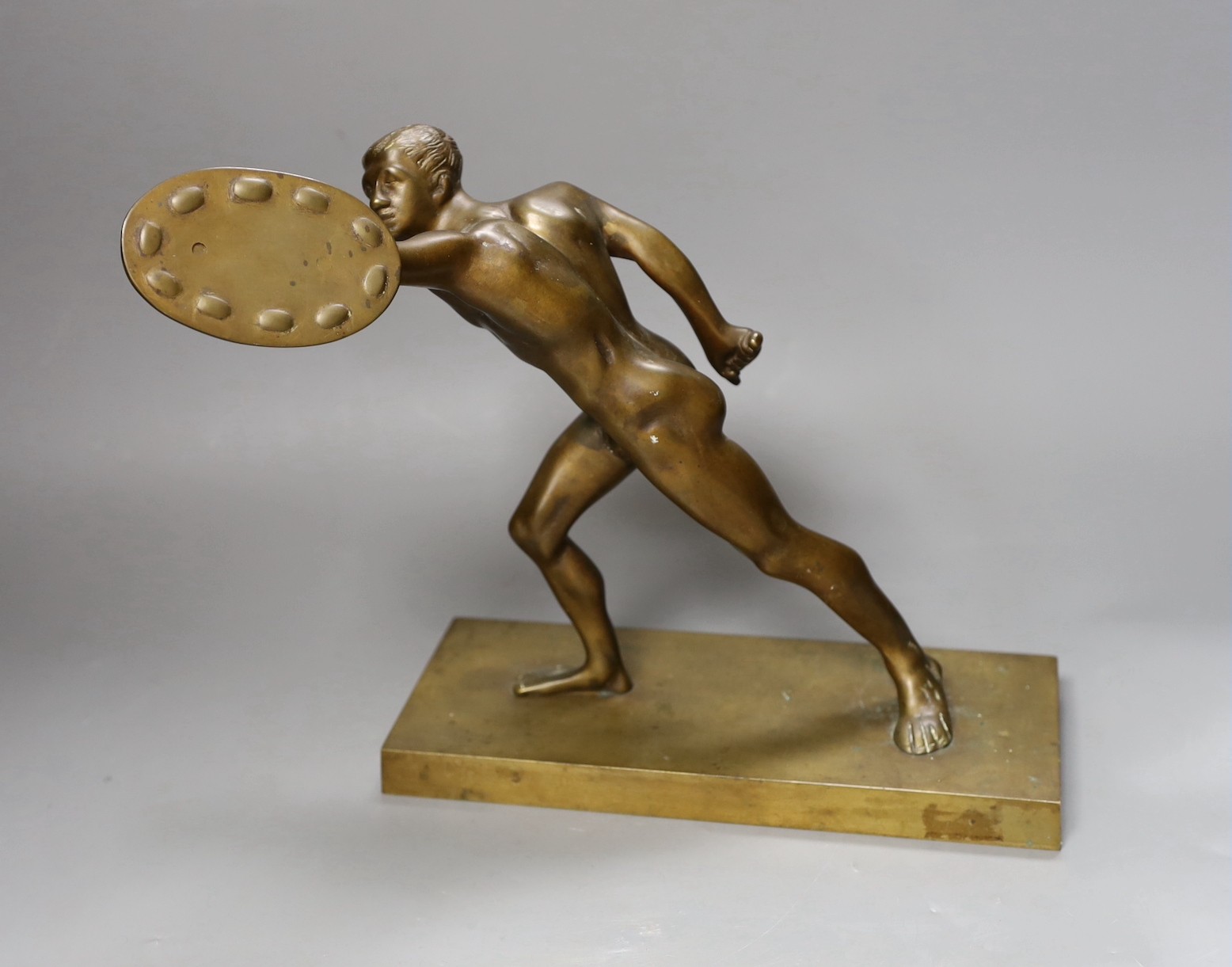 After the antique, a bronze model of the Borghese Gladiator, 23cm